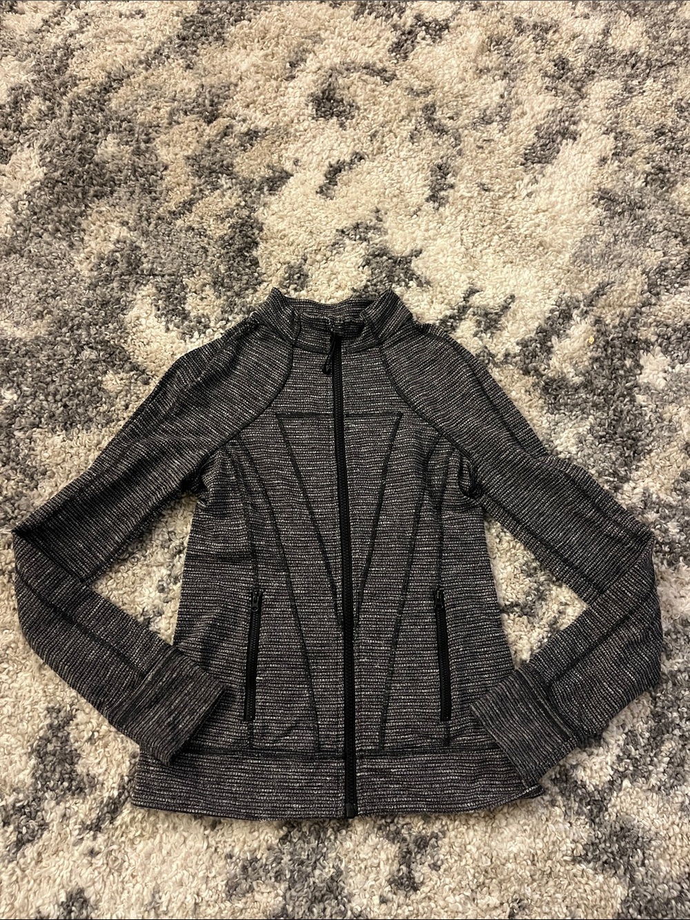 Ivivva Gray and Black Textured Zip-Front Jacket